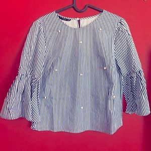 Zara striped pearl blouse